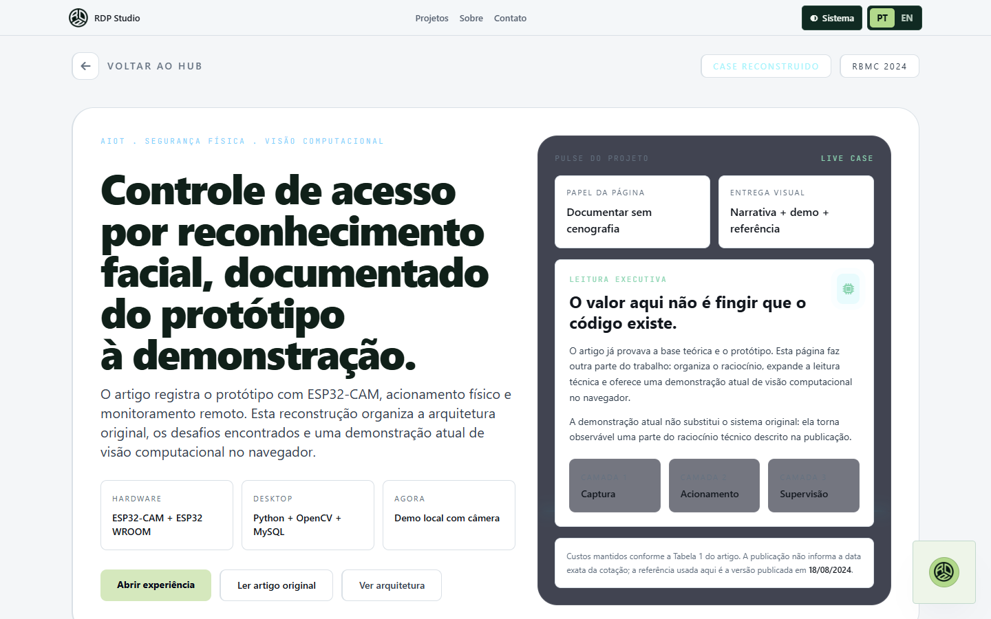 Demonstração do Controle de Acesso Vision